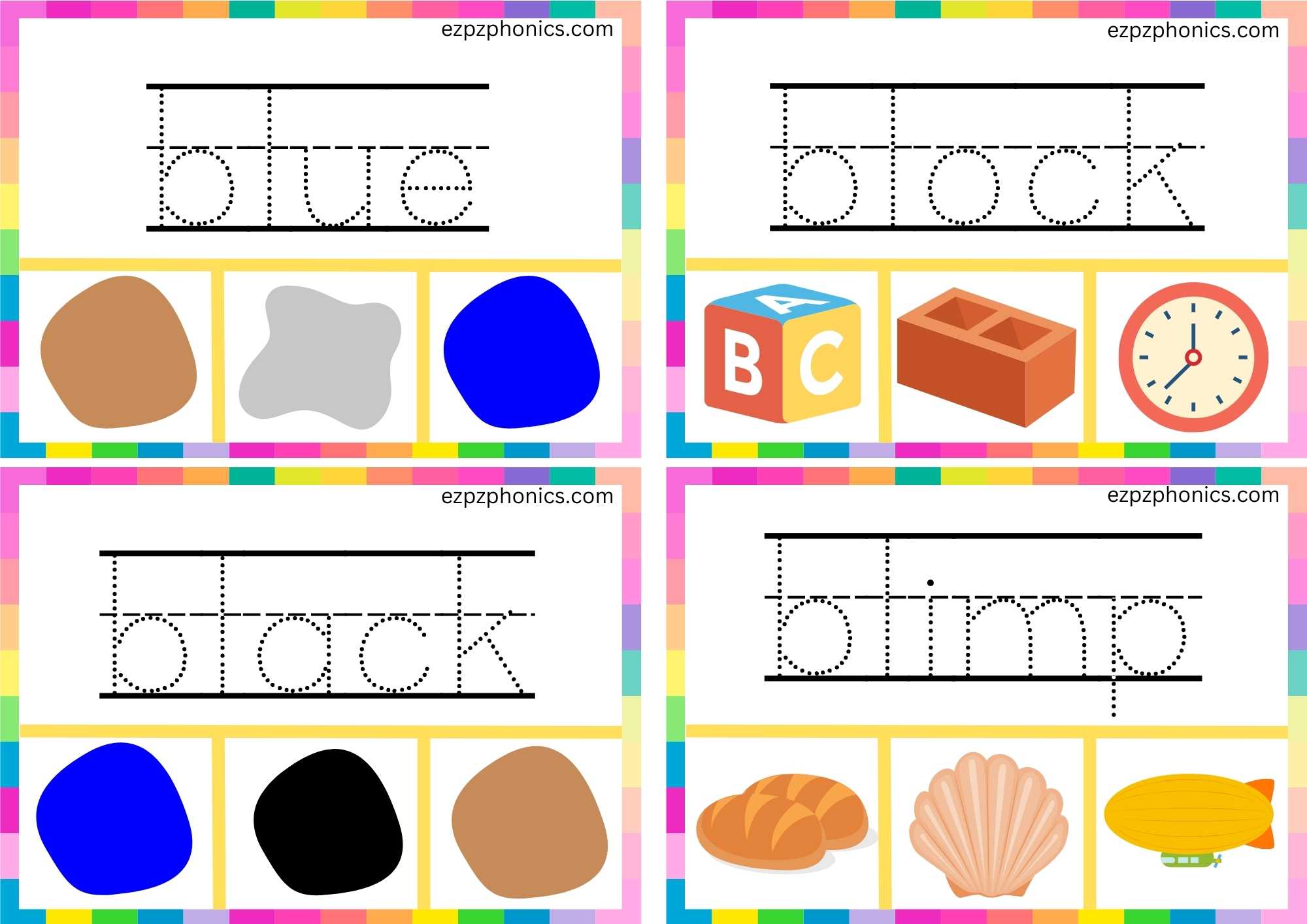BL Beginning Blends Clip Cards Trace The Words And Clip The Correct Images Set 1